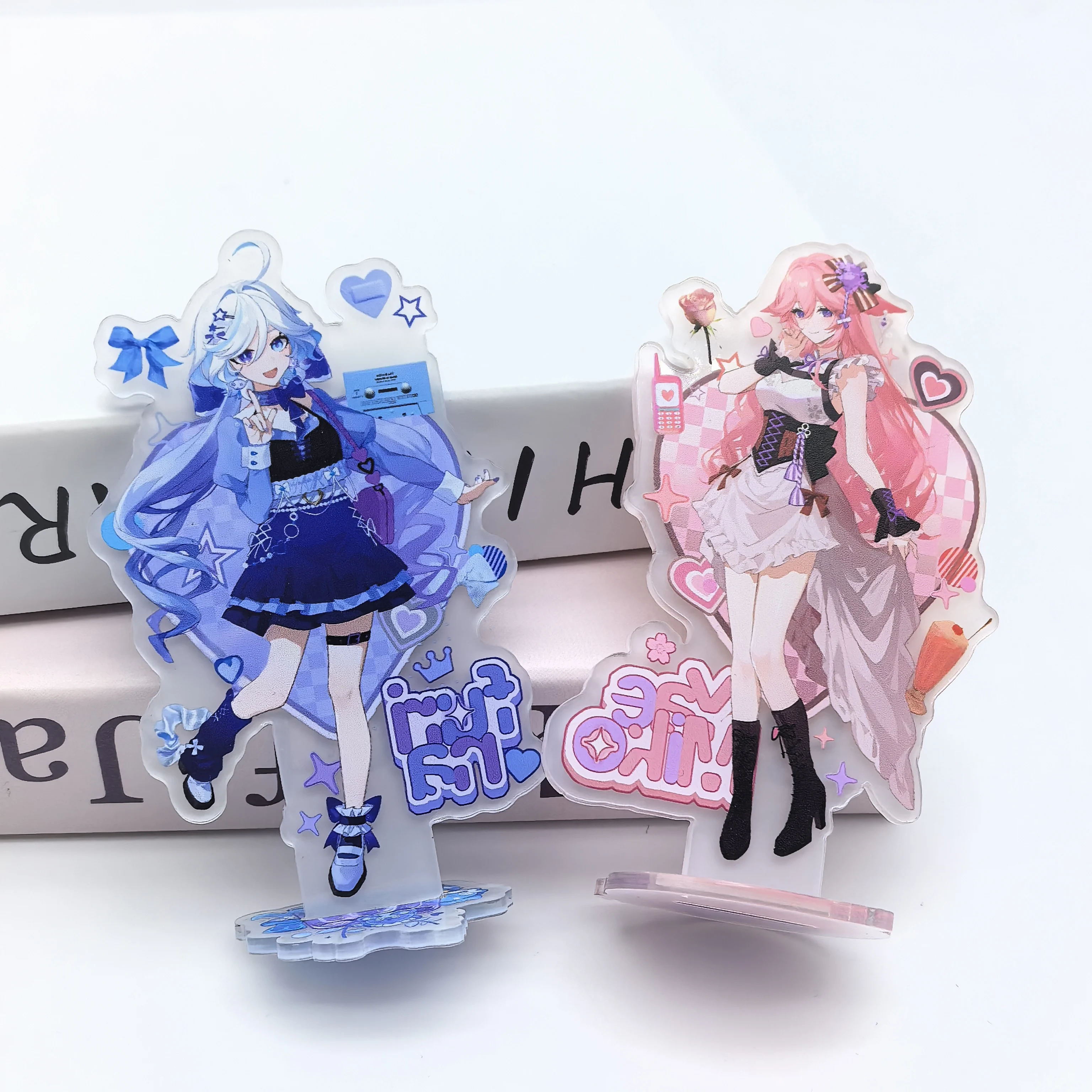1Pc Anime Game Genshin Impact Yae Miko Furina Sweet Desktop Standing Card Anime Figures Men's Women Game Accessories Collection