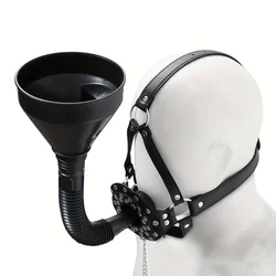 Funnel Mouth Gag Head Harness Slave Bondage Restraints Ball Gag BDSM Adult Flirting Sex Bondage Play Toys for Women and Couples