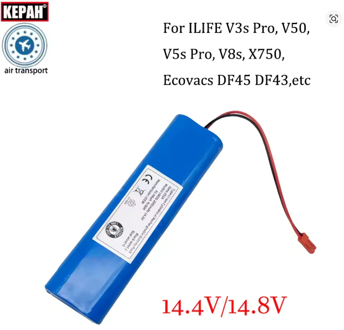 

14.8V Battery 12800mAh Lithium Battery for ILIFE V3s Pro V50 V5s Pro V8s V80 Max B5 Max S5 Pro X750 Robot Vacuum Cleaner Battery