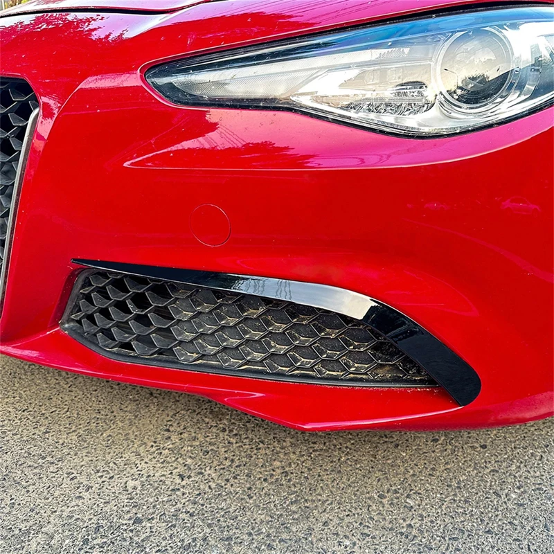 

2Pcs ABS Black For Alfa Romeo Giulia 2017-2020 Car Front Bumper Side Air Vent Decorative Cover Sticker Protection Accessories