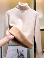 Sweater For Women Winter Thicken Turtleneck Slim Knit Pullover New Warm Plush Velvet Lined Knitwear Jumper Tops Casual Poleras - Image 2