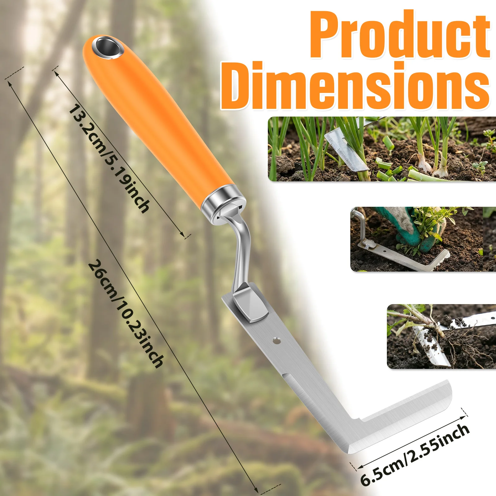 Stainless Steel Weed Removal Tool - 3-Sided Blade Weed Puller Tool Ergonomic Grip, Bending-Resistant for Garden & Lawn Weeding