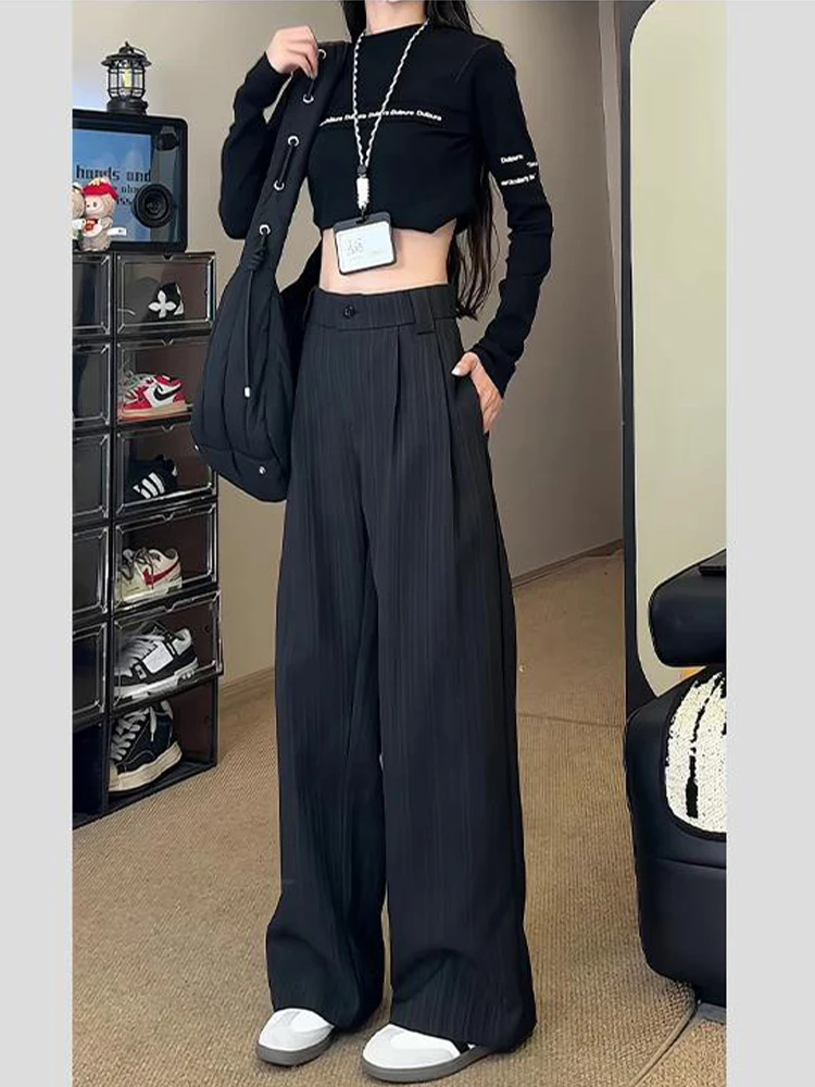 

Прямые повседневные брюки в полоску Bla для мужчин и женщин, ранняя осень, драпированная текстура, свободные утягивающие повседневные брюки, молодежная мода