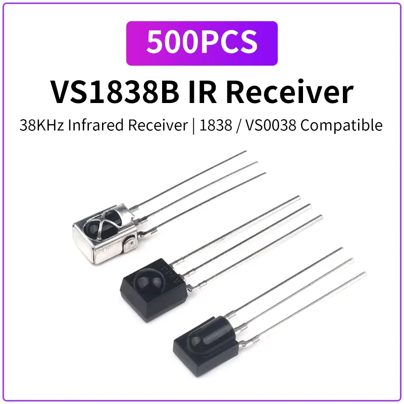 

500PCS VS1838B 0038B IRM0038 IR Receiver Module 38KHz Remote Control Sensor Head 1838 VS0038 IRM0038 Integrated