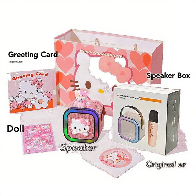 سانريو مرحبا كيتي مشغل تسجيلات الكرتون مرحبا كيتي مكبر صوت ذكي ميكروفون مزيج المنزلية عنصر جيد فتاة هدية