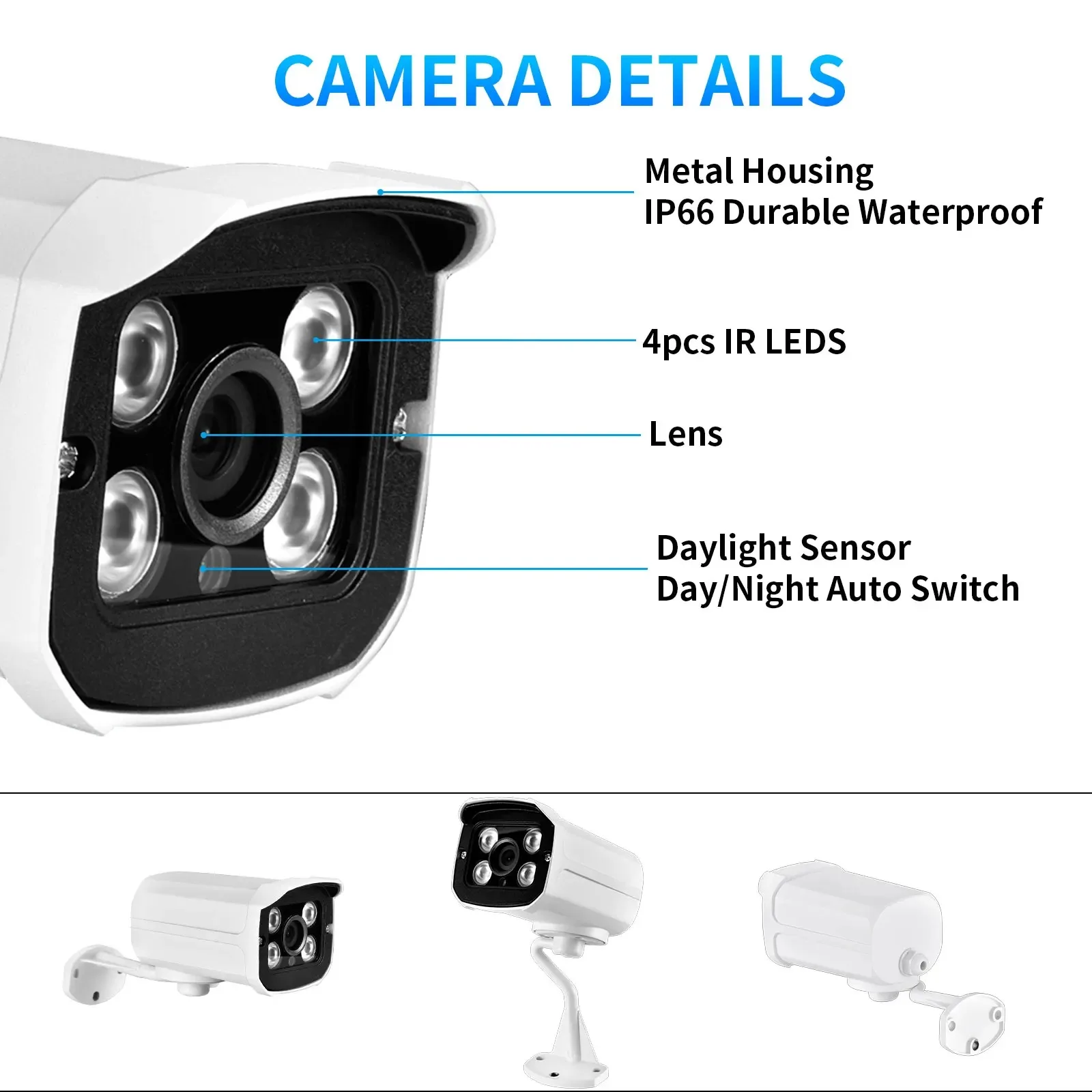 Gadinan 5MP 1080P 720P CCTV Camera HD Metal 4 Array IR-CUT IP66 waterproof security monitor LED Night Vision Camera images - 6