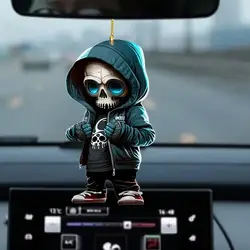 1pc 2D flat creative decorative pendant, super cool skeleton/special forces theme, Halloween decoration, gift keychain