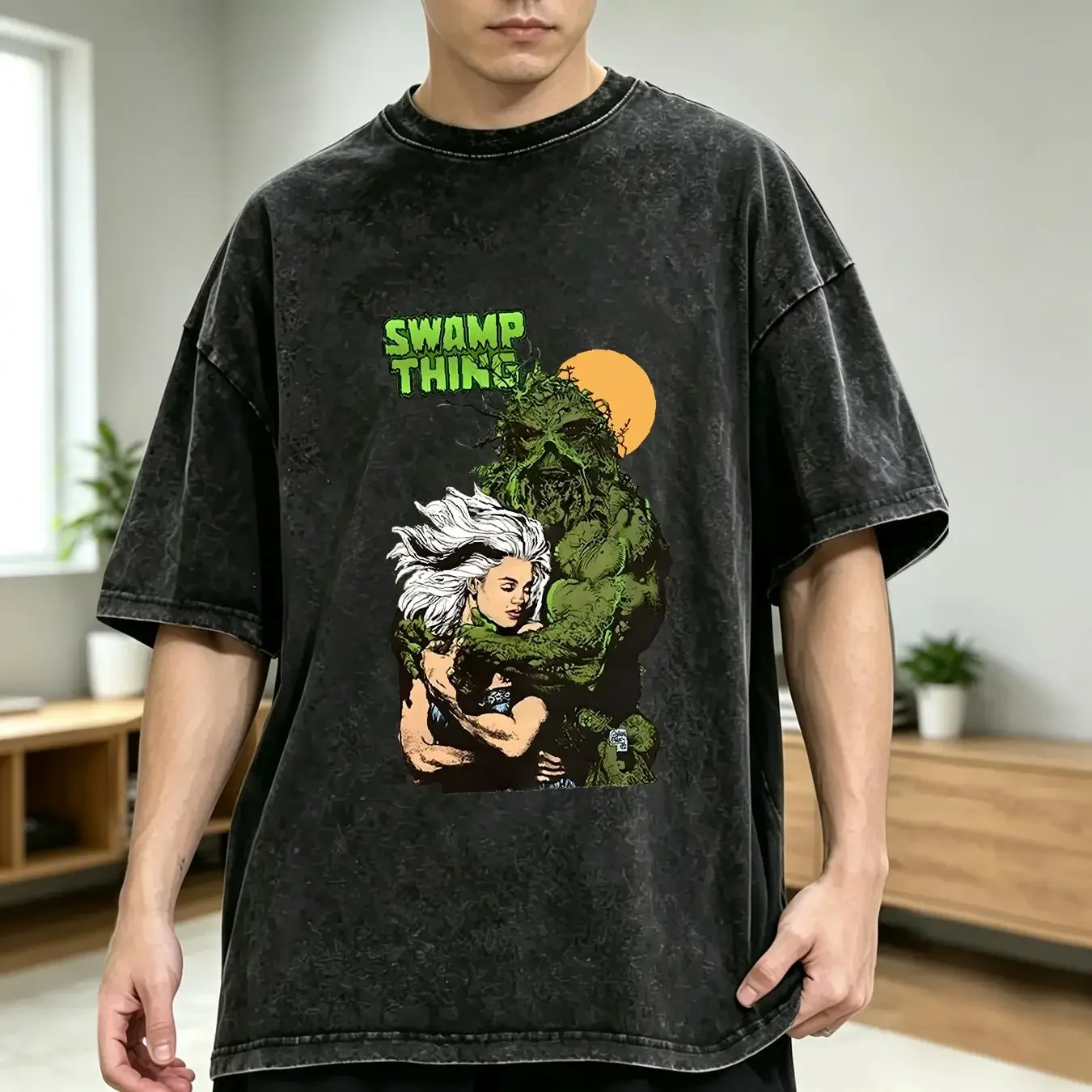 washed T Shirt Swamp Thing V11 Horror Poster All sizes S 5XL Cotton long or short sleeves vintage Washed Top For Everyday Wear