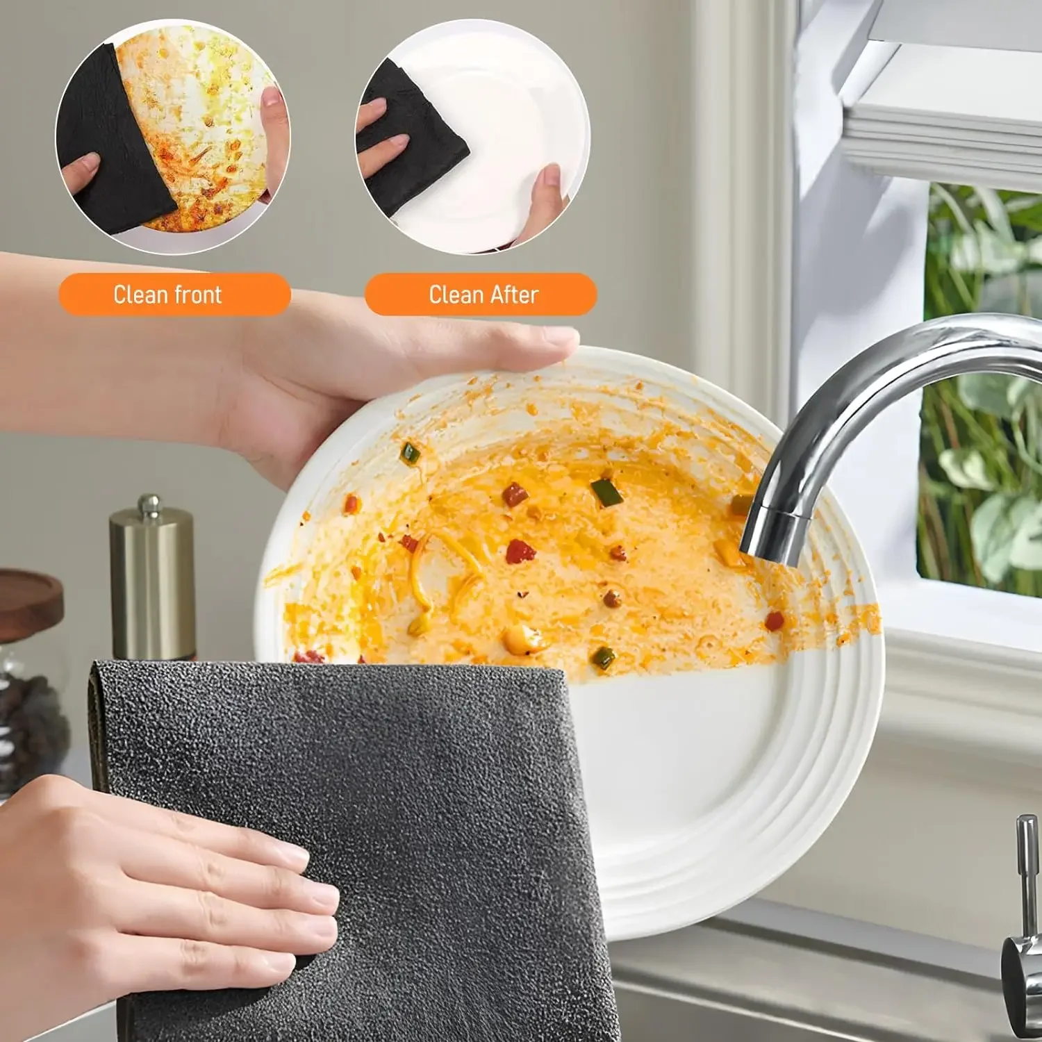 5Pcs Magic Cleaning Cloths Reusable Microfiber Washing Rags Microfiber Glass Clean Towel Washable Lint-free Cleaning Rags