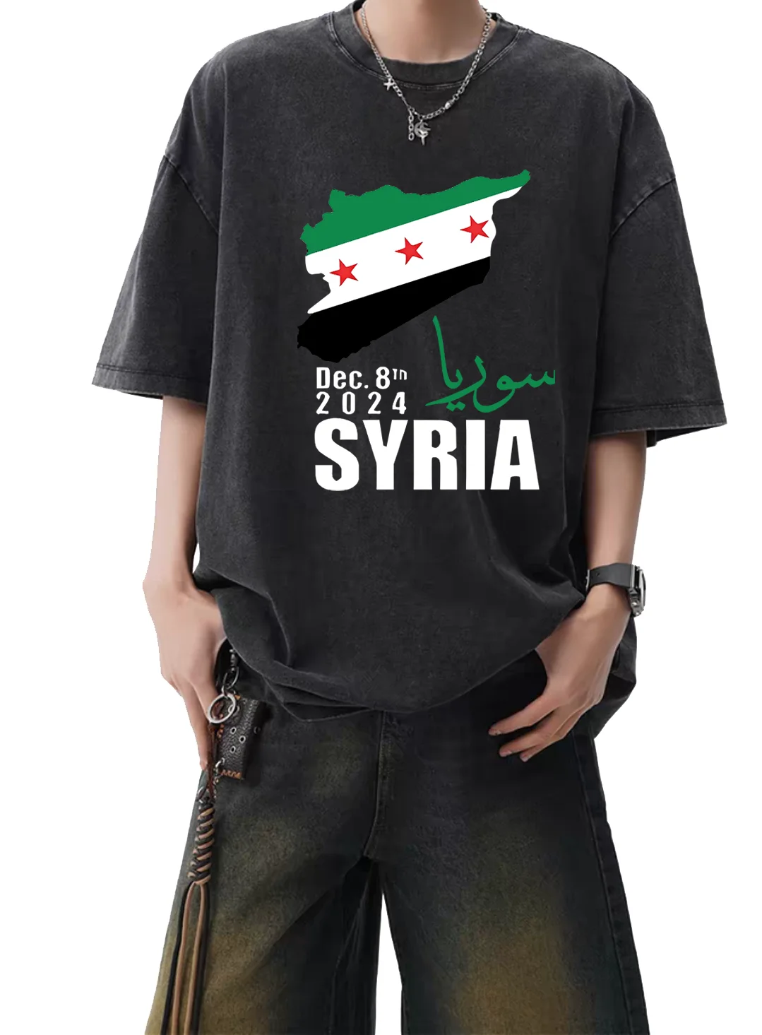 

Syrian Flag Syria Hot sale T shirt Men Women Fashion Vintage Washed Hip Hop streetwear Casual short sleeve print Cotton t shirts