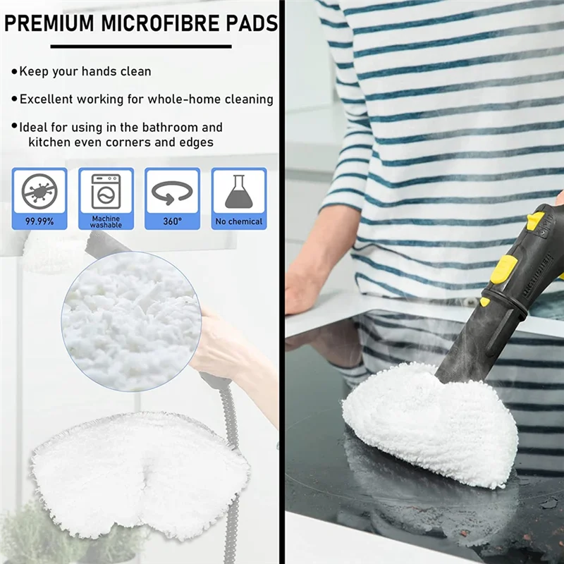 A39M 12 Piece Microfibre Cloth Set, Accessory Compatible For Karcher Steam Cleaner Easyfix SC2 SC3 SC4 SC5