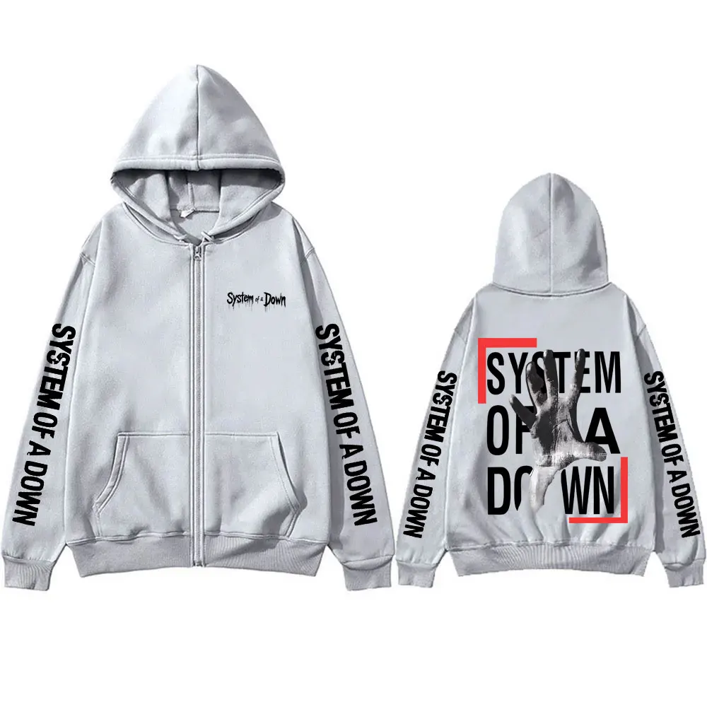 System of A Down Zipper Hoodie Männer Frauen Rock Vintage Fleece Zip Up Jacke Herren 90er Jahre Alternative Metal Merch Zip Up Sweatshirt – Detail 6