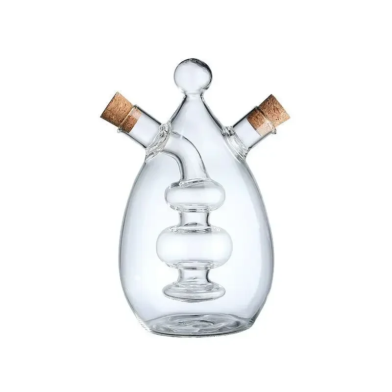 Double-layer oil bottle two-in-one glass oil pot seasoning bottle household creative double-mouth soy sauce vinegar seasonbottle