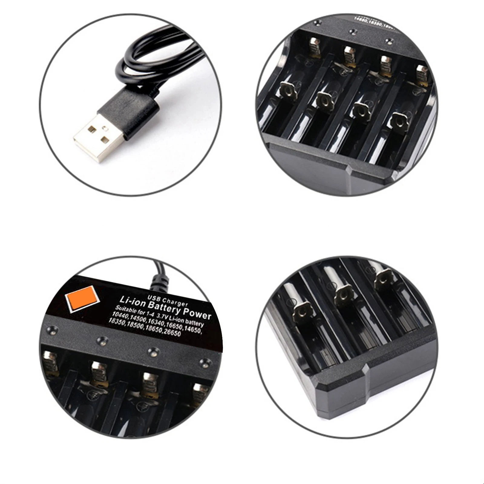 Usb 18650 Batterij Oplader Zwart 4 Slots Ac 110V 220V Dual Voor 18650 Opladen 3.7V Oplaadbare Lithium batterij