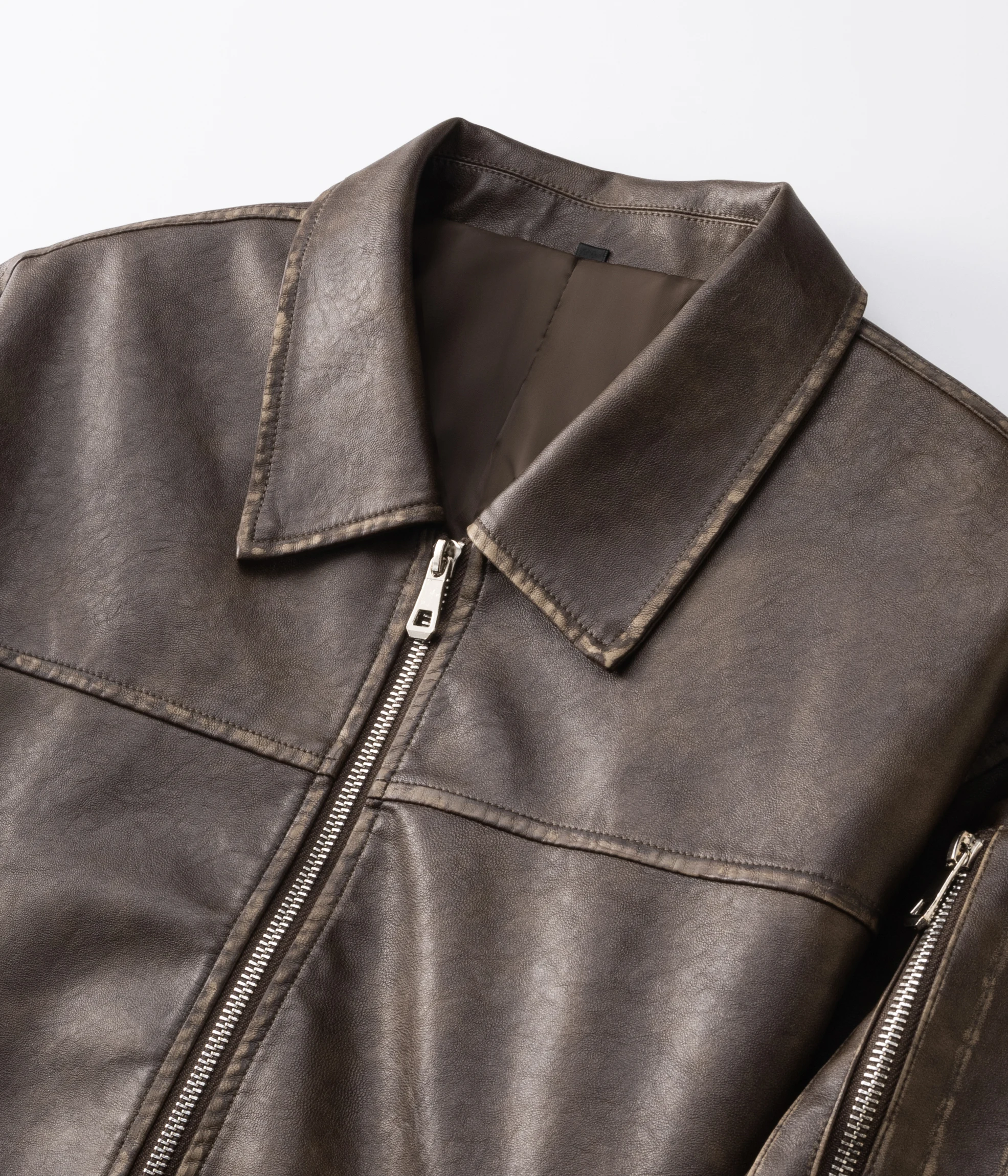 Dames 2025, nieuw los, casual retro pu-gewassen leren jack met gepolijste kleur en high-end gevoel