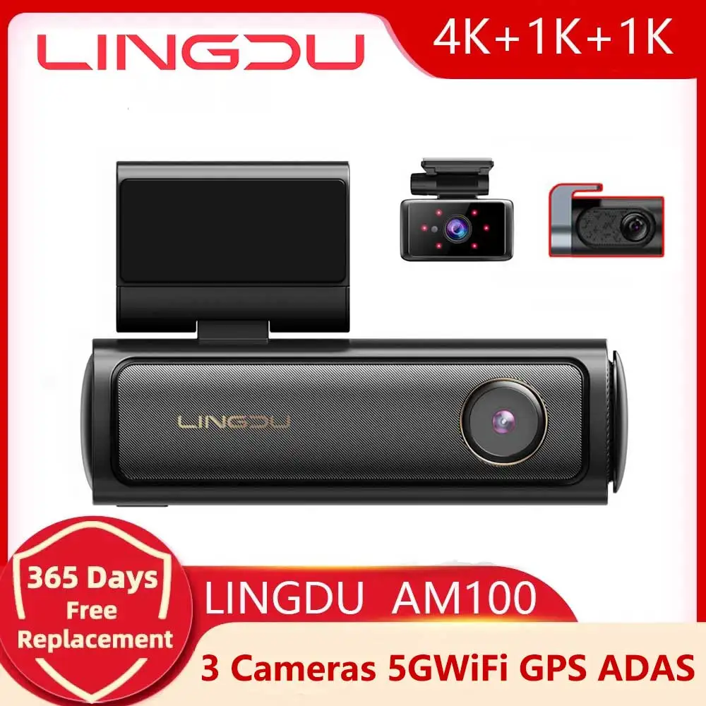 

LINGDU AM100 4K видеорегистратор ADAS GPS камера Передняя 4K и задняя 1080P Автомобильный видеорегистратор 24 часа поддержка парковки Задняя внутренняя камера Wi-Fi управление через приложение