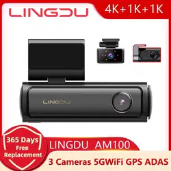 LINGDU AM100 4K Dash Cam ADAS GPS Camera Front 4K and Rear 1080P Car DVR 24H Parking Support Rear Interior Cam WIFI  App Control