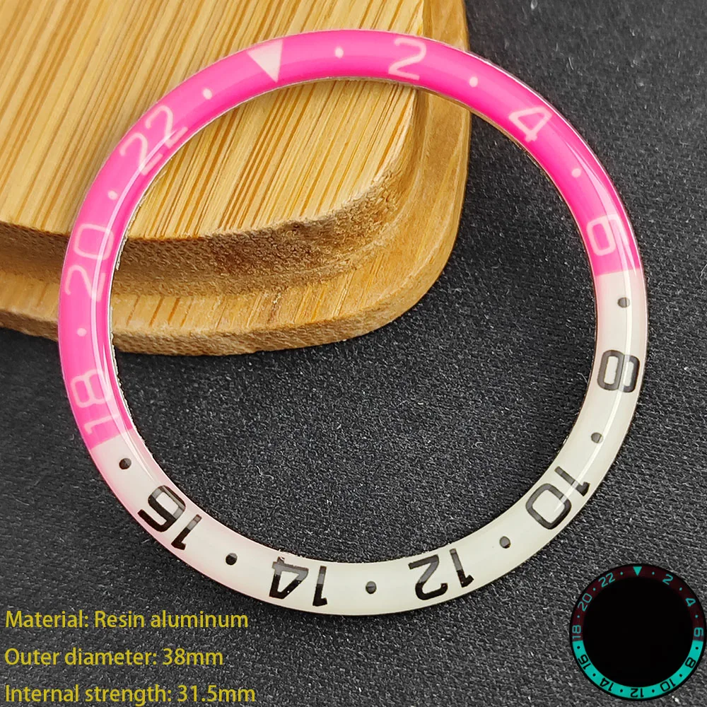 Anello per orologio in alluminio con resina da 38mm accessori per intarsio anello in resina accessori per cassa dell'orologio da uomo