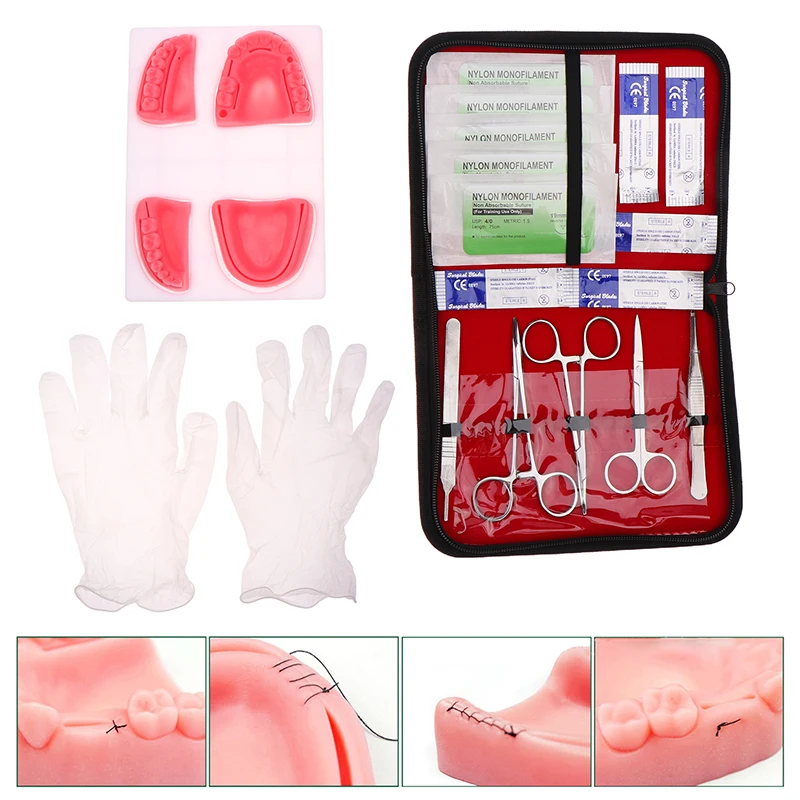 

Dental Surgical Suture Training Kit Suture Practice Model Training Pad Scissors Tool Teaching Equipment Skin Operate Kit