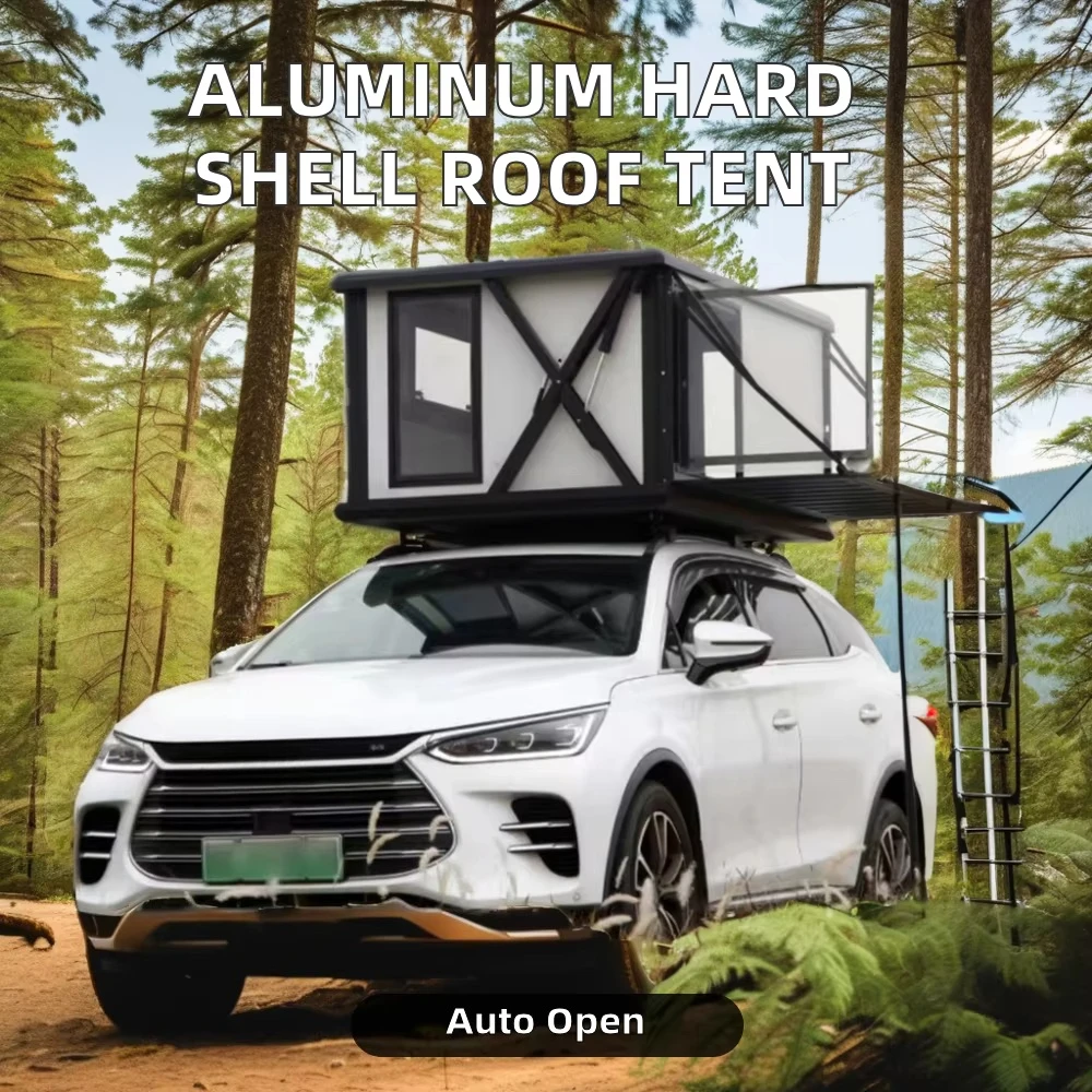 Waterproof Aluminum Top Camping Car Roof Tent with Flap Hard Shell Canvas Ladder-for Outdoor Camping