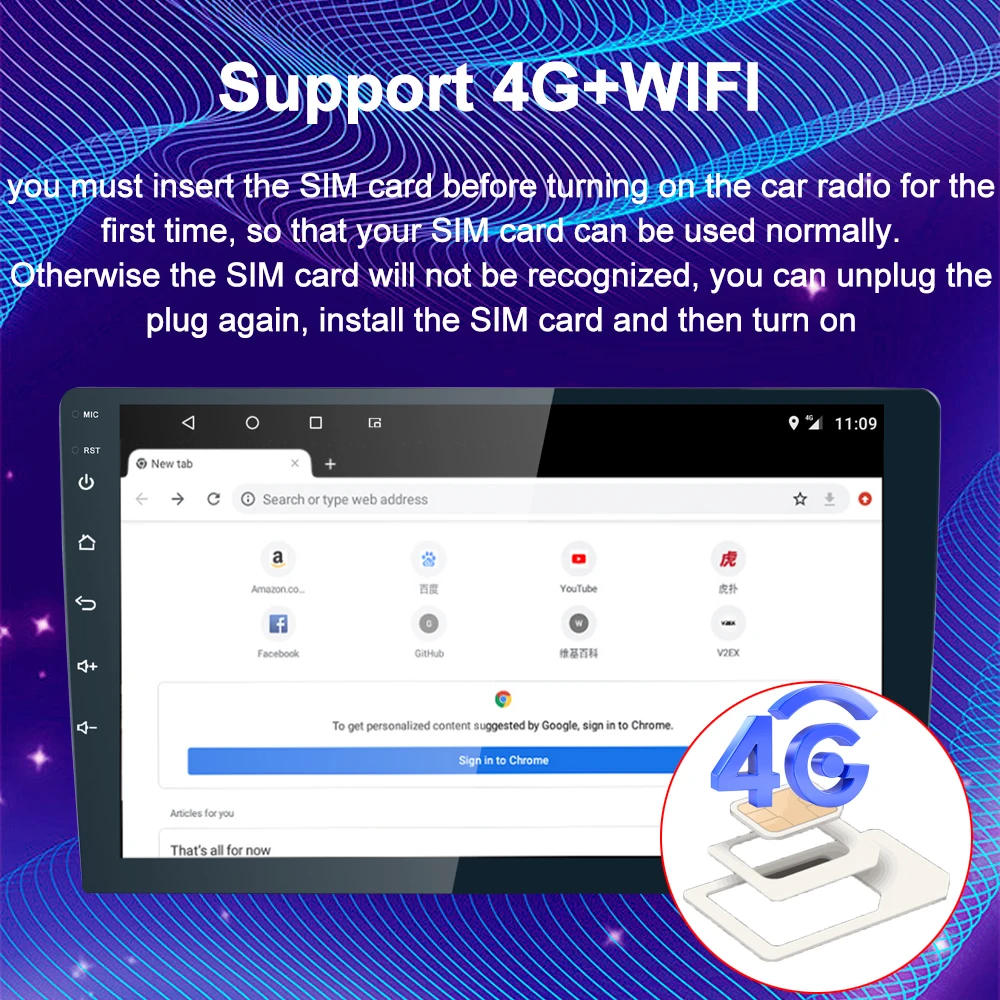 X-REAKO 3G + 32G Android 12 DSP girevole 1 din 10.1 pollici autoradio per lettore audio Video universale per auto a 360 gradi 4G 8Core Wifi