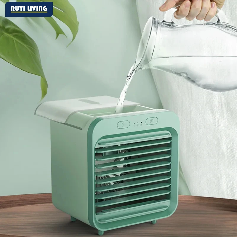 3 Gears Portable Air Conditioner Fan USB For Room Home Camping Desktop Humidifier Mini Cooling Fan LED Night Lamp Air Cooler