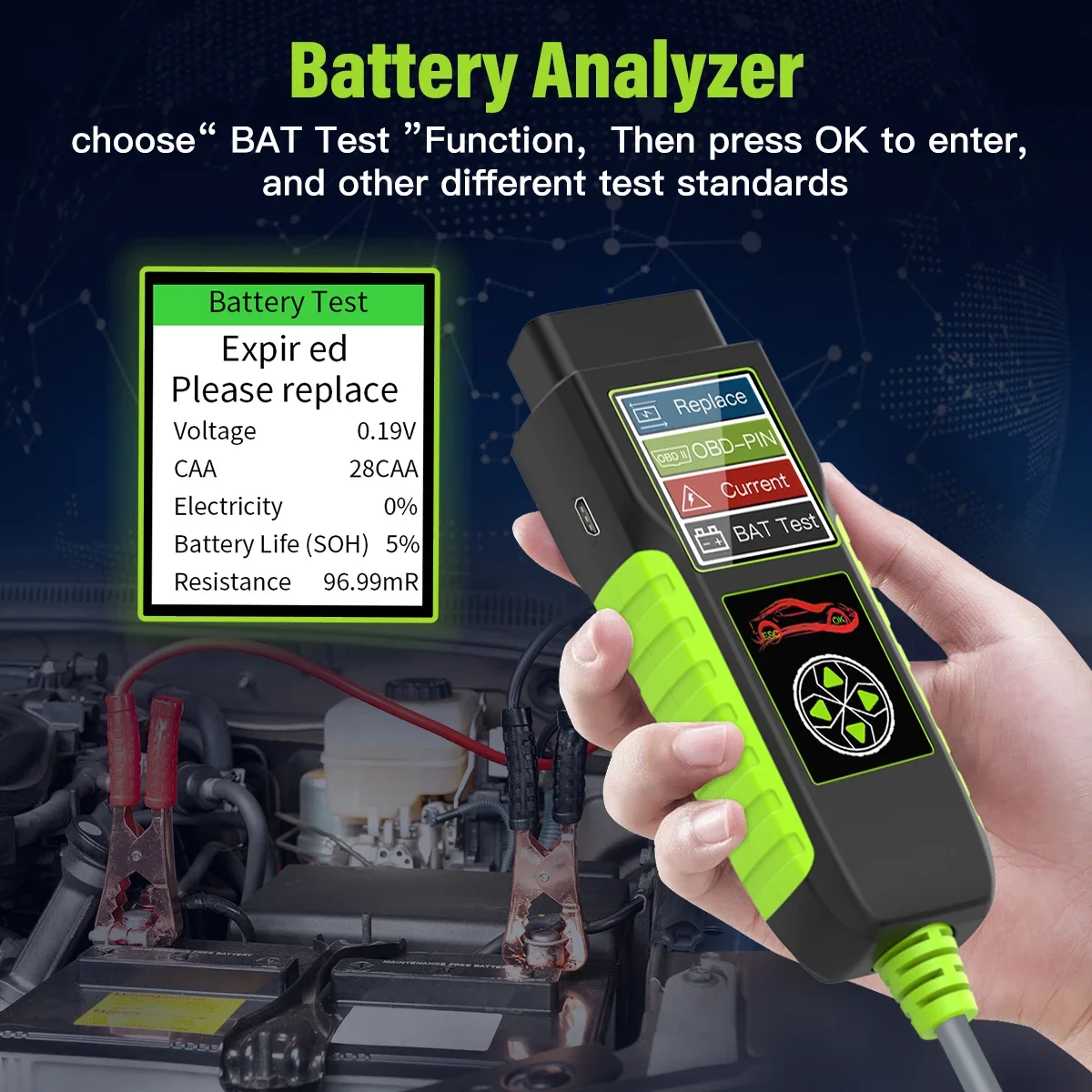 BT400 Automotive Battery Tester Circuit Analysis 12V24V Voltage Leakage Test Electrical TopDiag obd2 System Car Diagnostic Tool