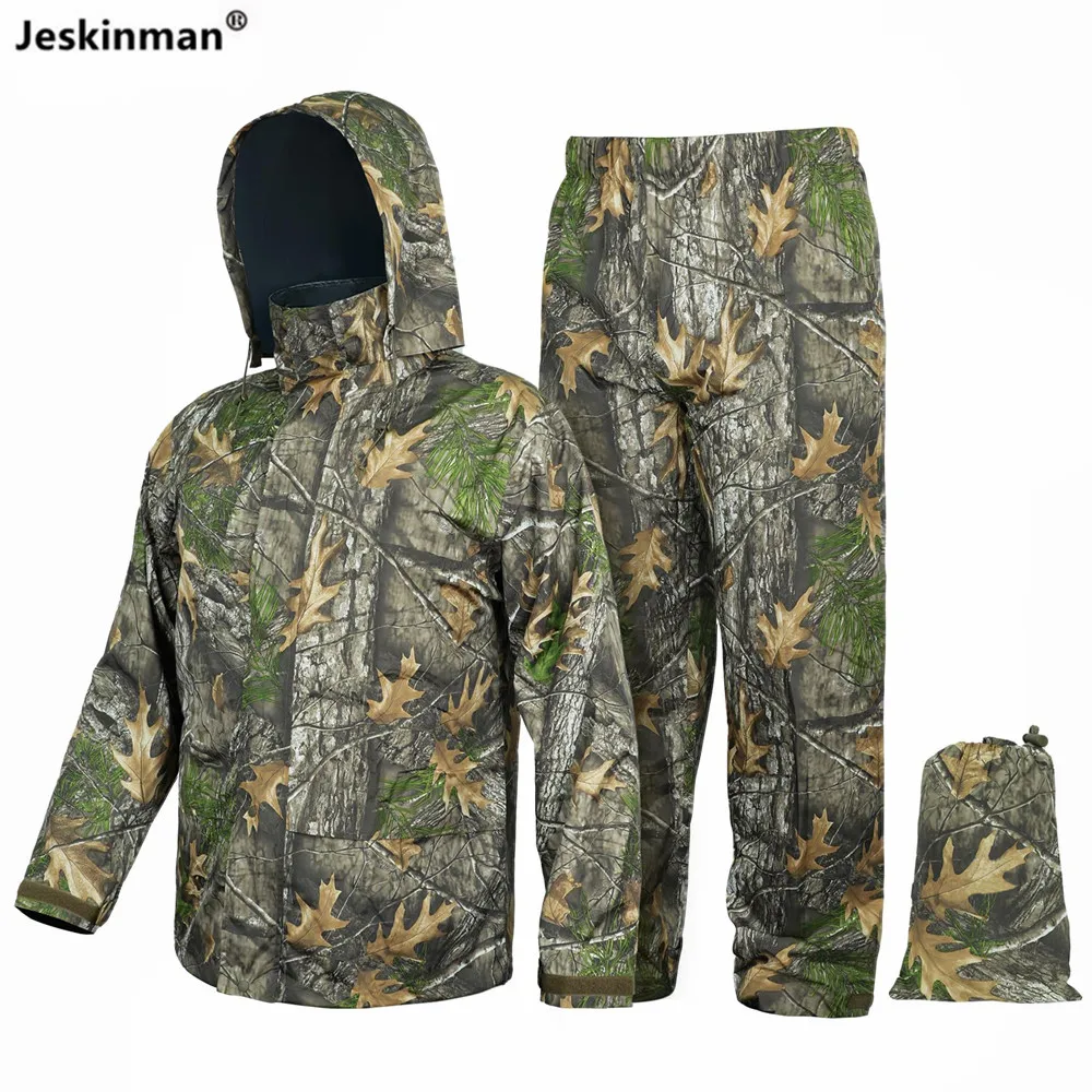 

Ultra Wear Resistant Waterproof Raincoat Set Maple Leaves Bionic Camouflage Hunting Fishing Hiking Suit Lightweight Breathable