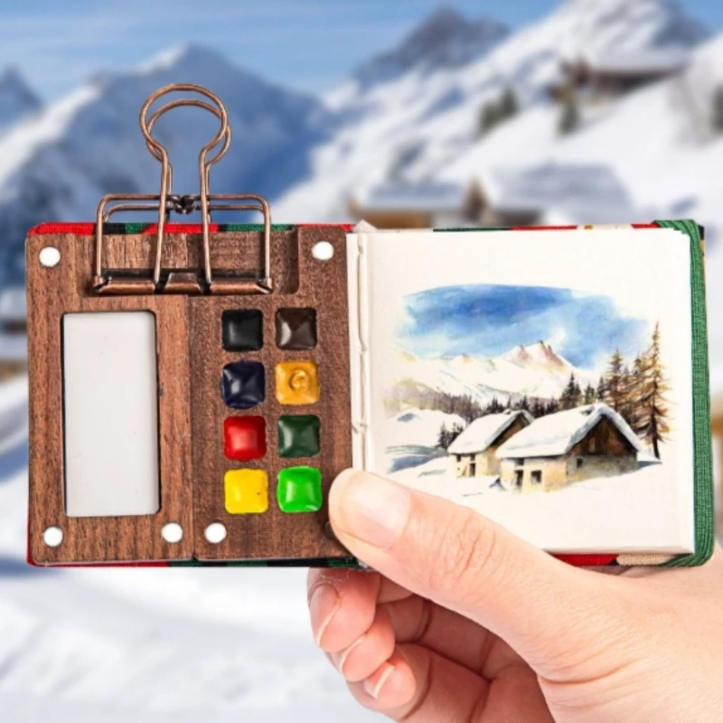 8/15 Color Wooden Box Watercolor Paint Comes with Palette Easy To Store Easy To Carry Painting Outdoor Sketching Travel Records