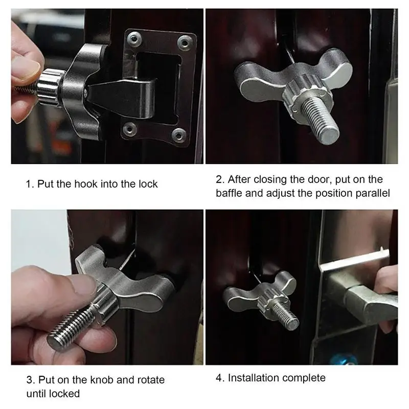 Cerradura de puerta de acero inoxidable, bloqueador de puerta portátil de seguridad antirrobo, protección adicional para privacidad y seguridad