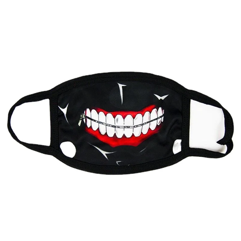 Super Cute Expression Smile Breathable Mouth Face Mask For Korean Black Kpop Unisex Kawaii Face Mouth Muffle Mask Cotton Anime