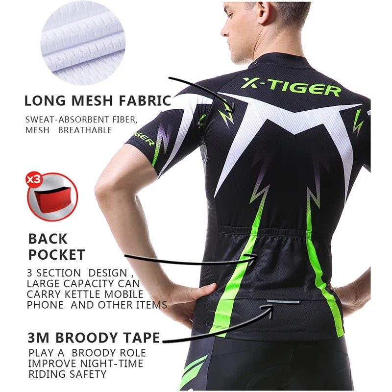 x-tiger Cross-border Specializes in New Summer Cycling Clothing Road Cycling Outdoor Breathable Sweat-absorbent Short Top for...