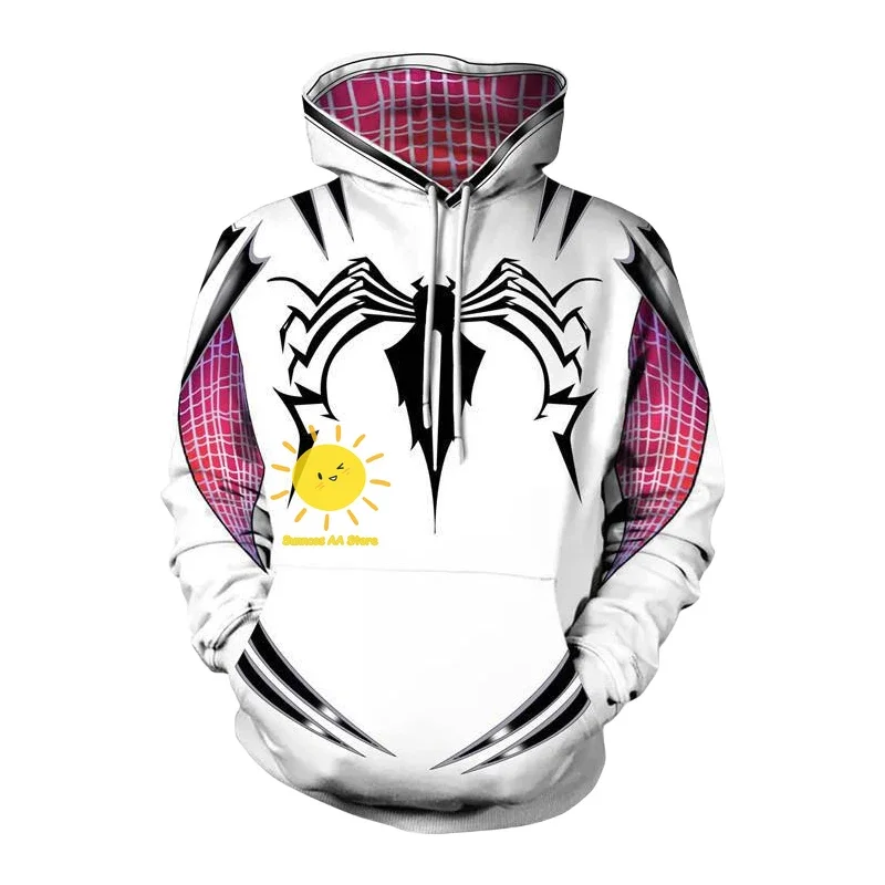 BEAST KINGDOM Gwen Stacy Cosplay for Women Spider Gwen Cosplay Costume White Pullover Hoodie Jacket Wig Halloween Party Cos # 1