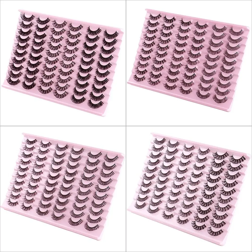 黒い光沢のあるまつげ,ロシア風,Dカール,ミンク,完全なカール,30ペア