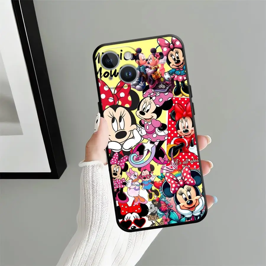 Disney Super Cute Cartoon Minnie Soft Back Phone Cover Case for iPhone X XS XR 17 16 Pro Max 14 15 Plus 13 Mini 17Air 7 8 SE 12