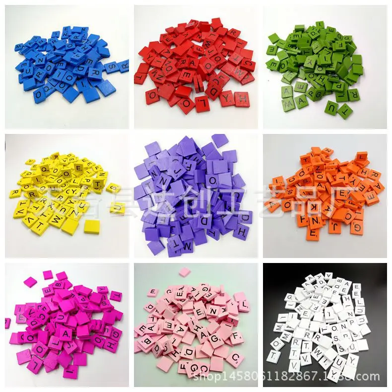 

A variety of colorful 26 English alphabet pine squares, children's early education puzzles European alphabet wood chips
