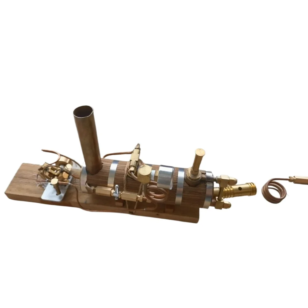 

V4 Swing Steam Engine Model with 200ml Boiler Operable Water Cooled Steam Engine Walnut Wood Strip Encased Boiler
