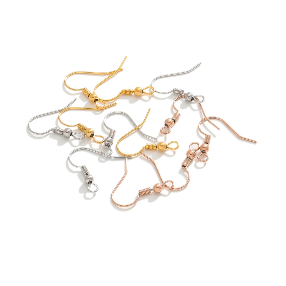 50pcs Stainless Steel Gold Color Plated Ear Wire Hooks Earrings Findings DIY Jewelry Earring Making Crafts Accessories 19*20mm