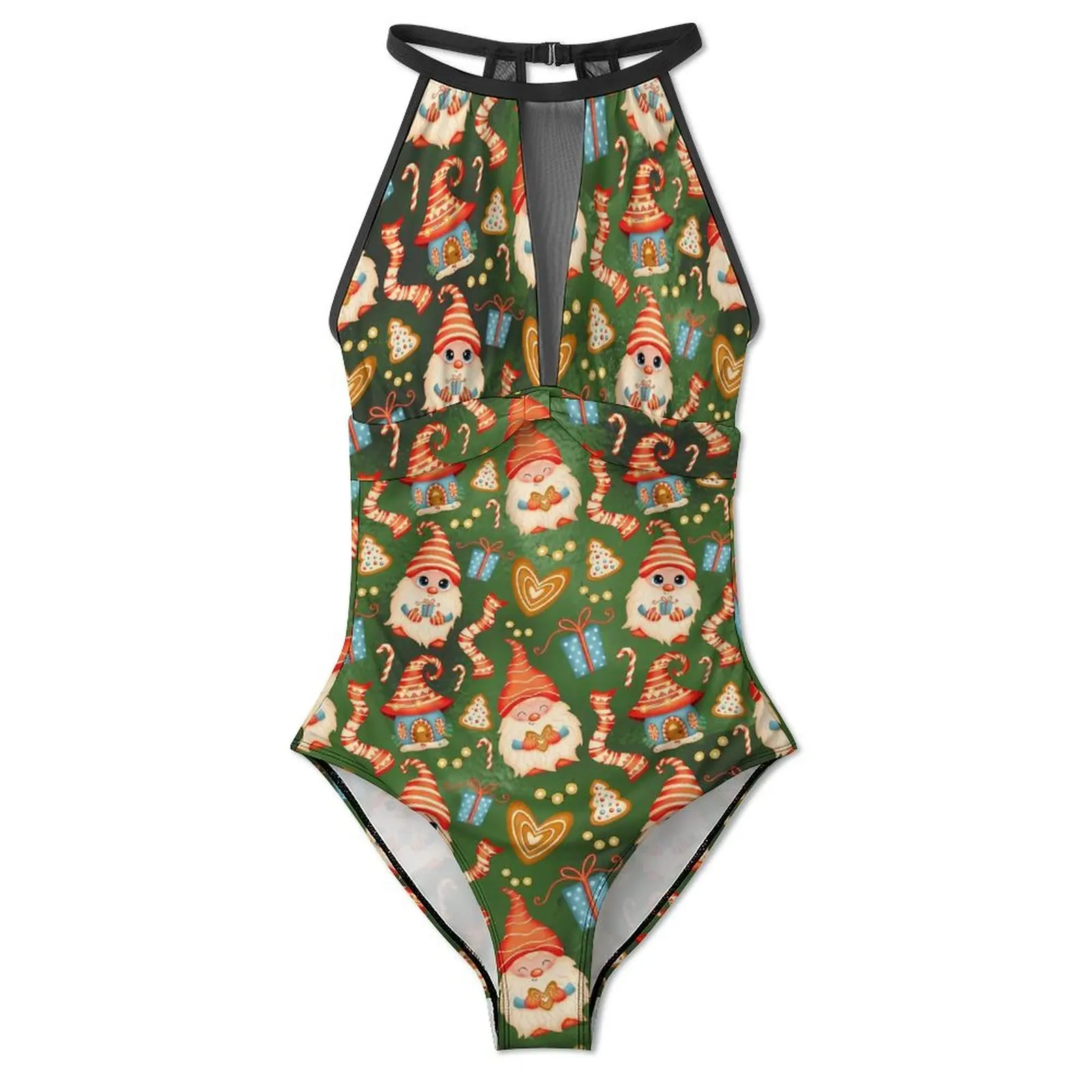 Maillot de bain une pièce Push Up Gnomes de Noël, monokini de vacances, tenues de plage graphiques sexy, mignon, grande taille, Rave