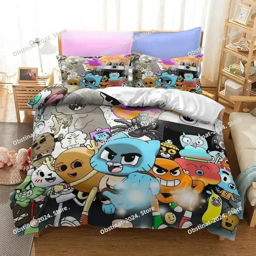 

Anime Amazing World Gumball 3D Printed Bedding Set Darwin Anais Duvet Cover King Queen Full Twin Size for Bedroom Home textile