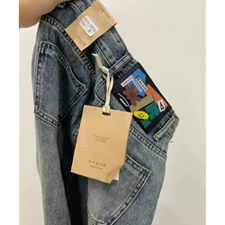 Blue High Waist Women Jeans American Fashion Vintage Streetwear Wide Leg Denim Trouser Versatile Straight Wide Leg Denim Pants