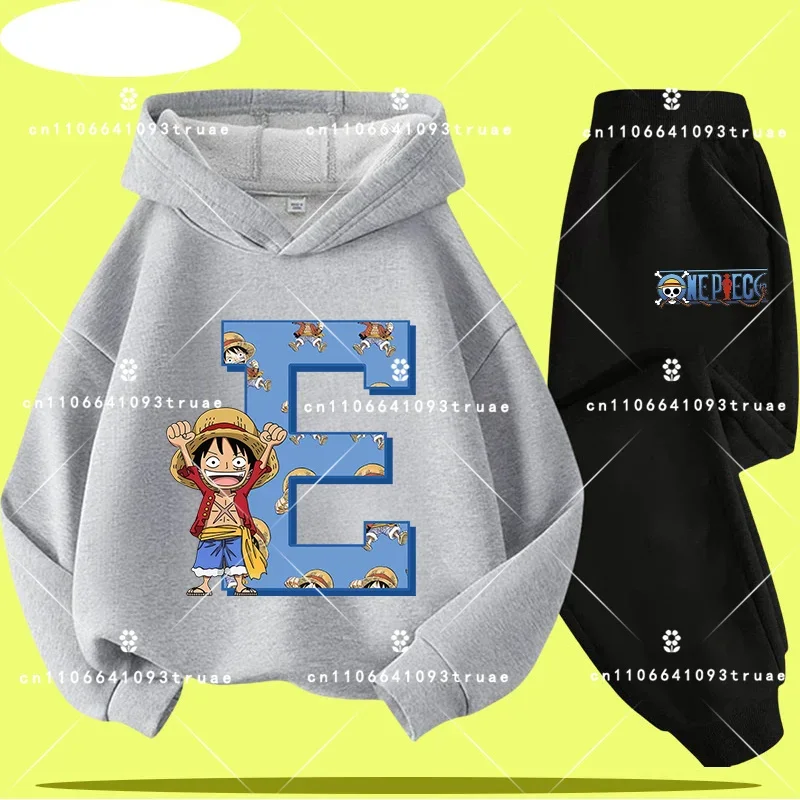

2026 One Piece Alphabet A-Z Kids Hoodie Set with Cartoon Print - Boys' Sportswear for Girls' Casual Top - Suitable for Ages 3-12