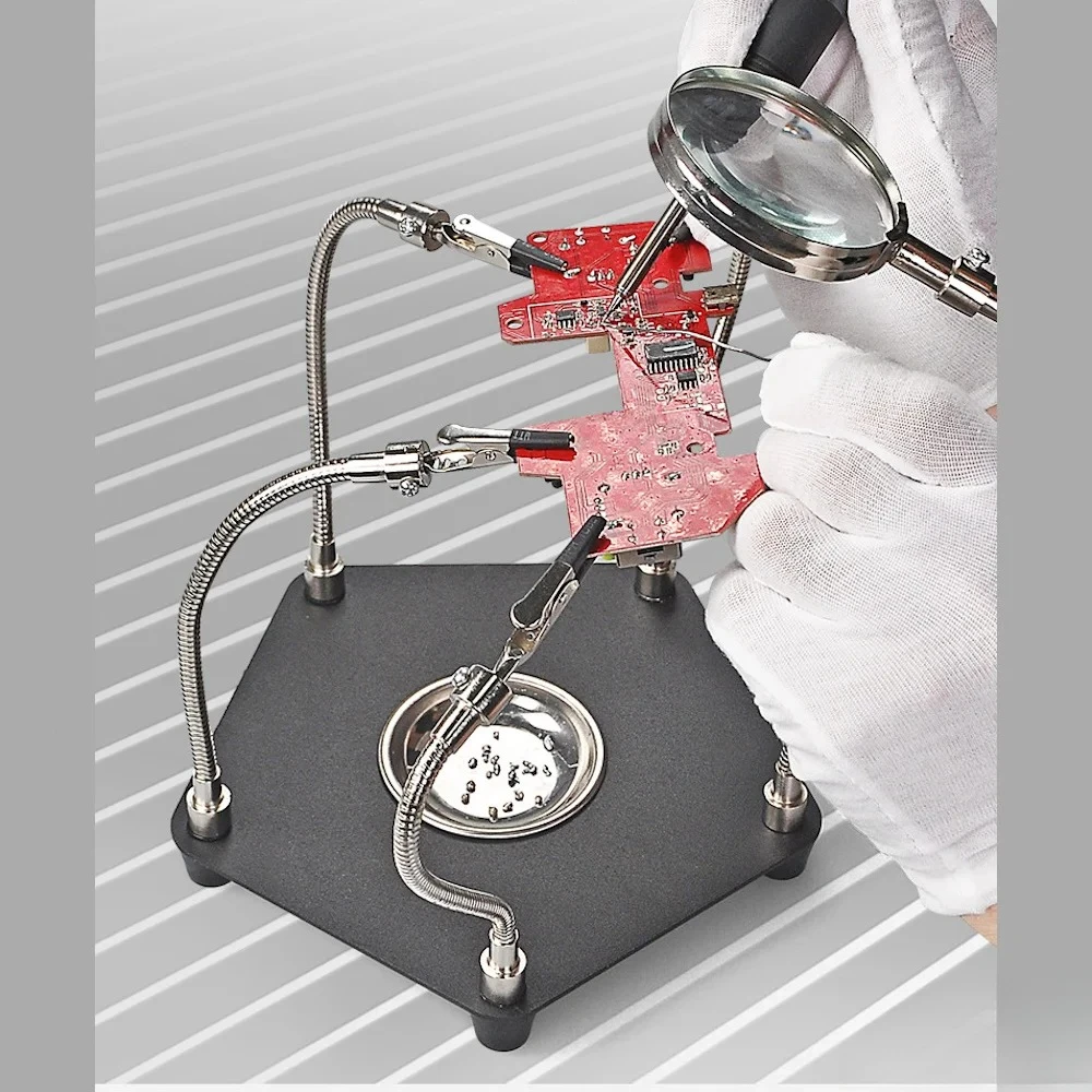 

Подставка для пайки ESPLB с 3-кратным увеличением, гибким кронштейном, держателем для печатных плат, металлическим основанием и лотком для хранения электронных инструментов