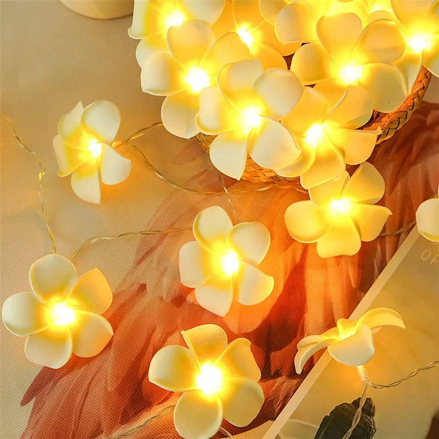 Decorações de Natal 6M 40LEDs Simulação Egg Flower String Luzes Bateria Criativa Garland Party Wedding Fairy Lights