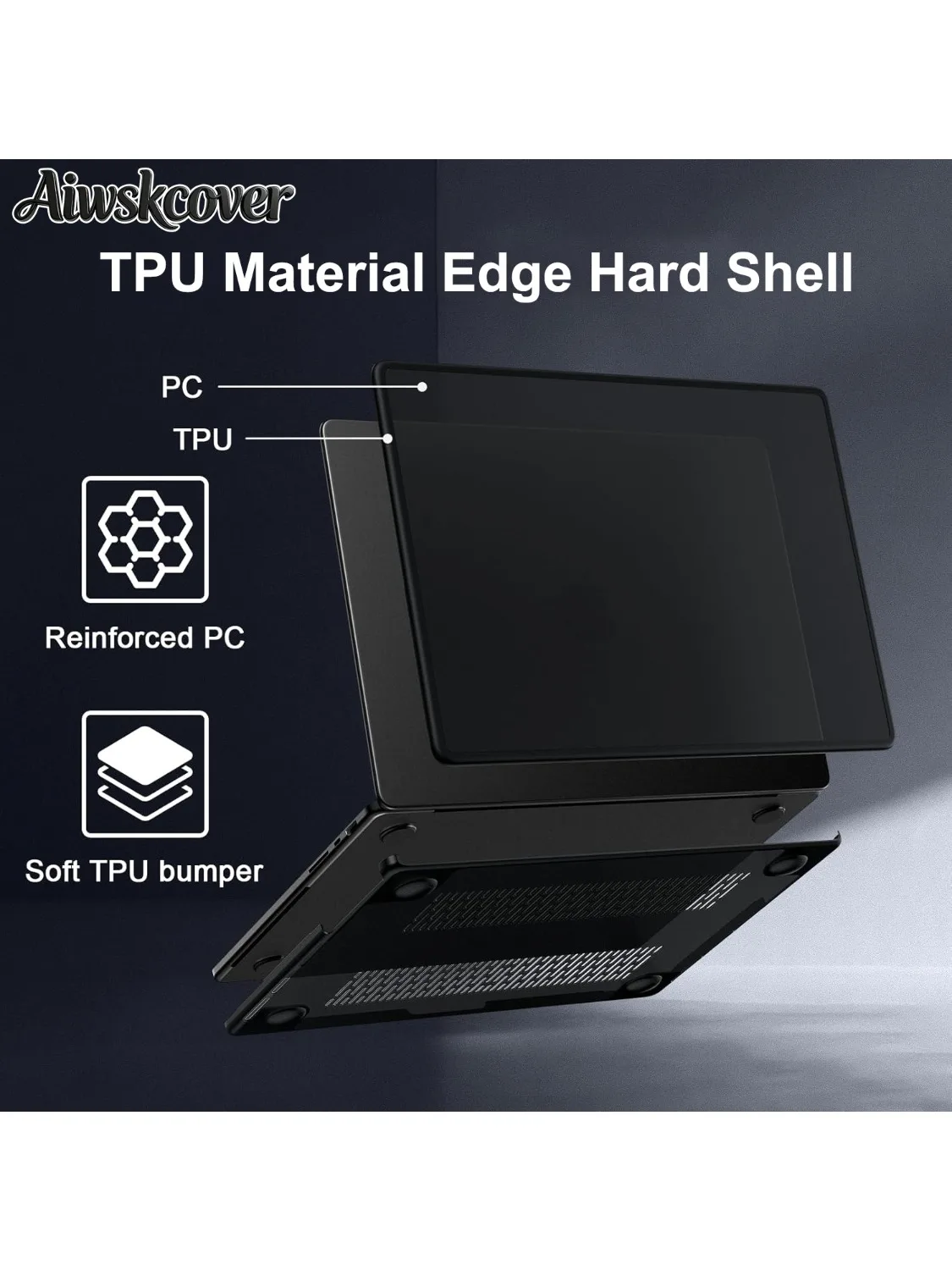Miękki bumper z TPU i twarda obudowa do MacBooka Pro 14/16 cali M5 2026 2025-2021, modele z chipem M4 M3 M2 M1 Pro/Max, etui z TPU na krawędziach. — zdjęcie produktu 7