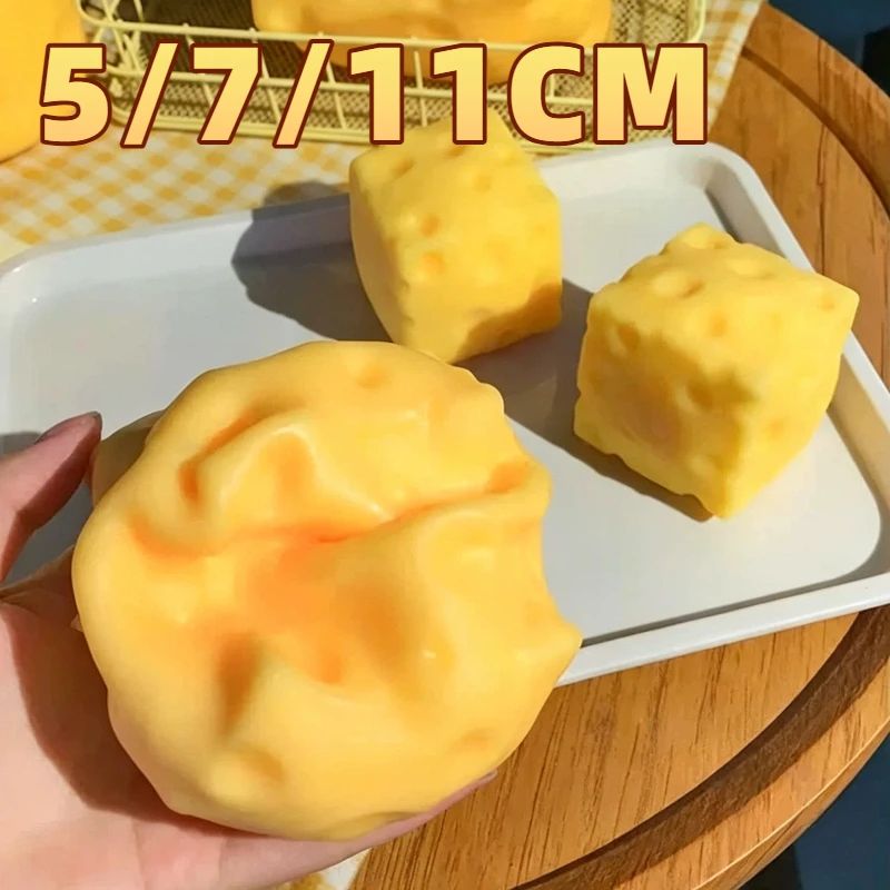5/7/11CM Riesiges Käse-Quetschspielzeug Extra Große Größe Käse-Squishy Fidget Toys Langsam Rückfedernder Formbarer Entspannungsball Geschenke für Erwachsene