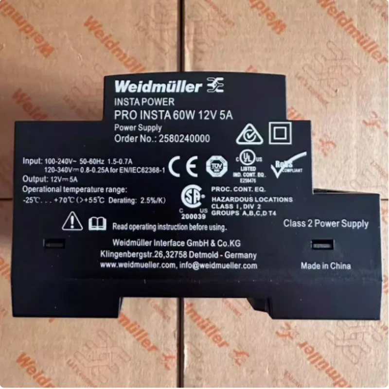 

Weidmiller PRO INSTA 60 Вт 12 В 5 А 12 В Импульсный источник питания рельсового типа 2580240000