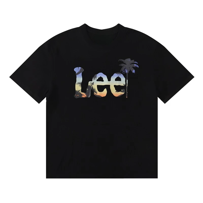 

Lee Star-like Classic Letter Print Male and Female Student Couple Loose and Heavy Pure Cotton Short-sleeved T-shirts