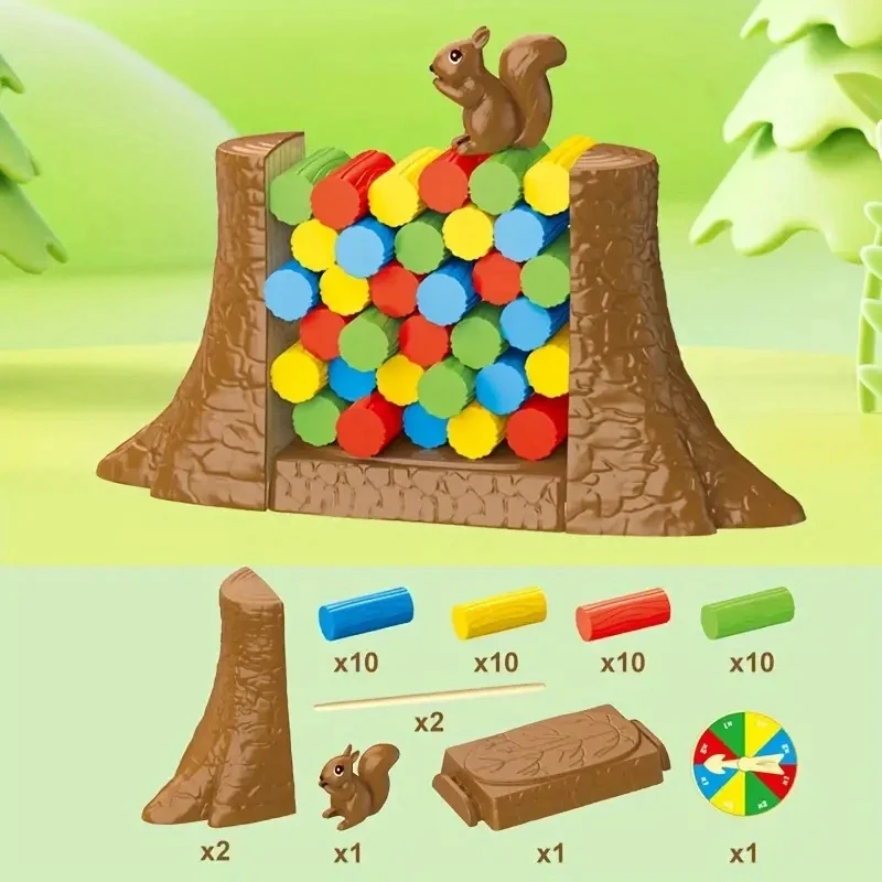 Kids Balance Tower Board Stacking Blocks Puzzle Toys Family Games Save The Collapsing Squirrel For Toddlers Christmas Gift
