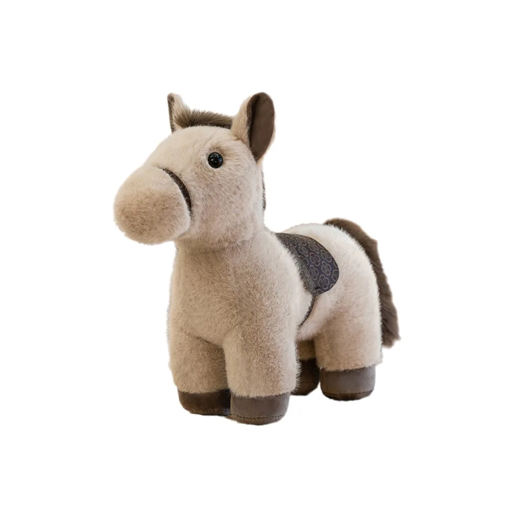 جديد محشوة الحصان أفخم دمية الشعر الطويل سنة الحصان الحيوان المهر قلادة لينة لطيف أفخم الحصان قلادة هدية #1